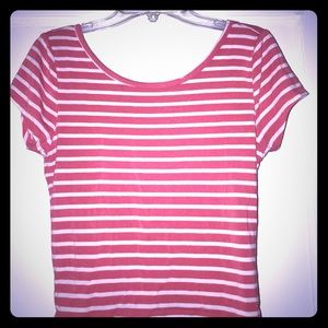 Guess red/white striped croptop
